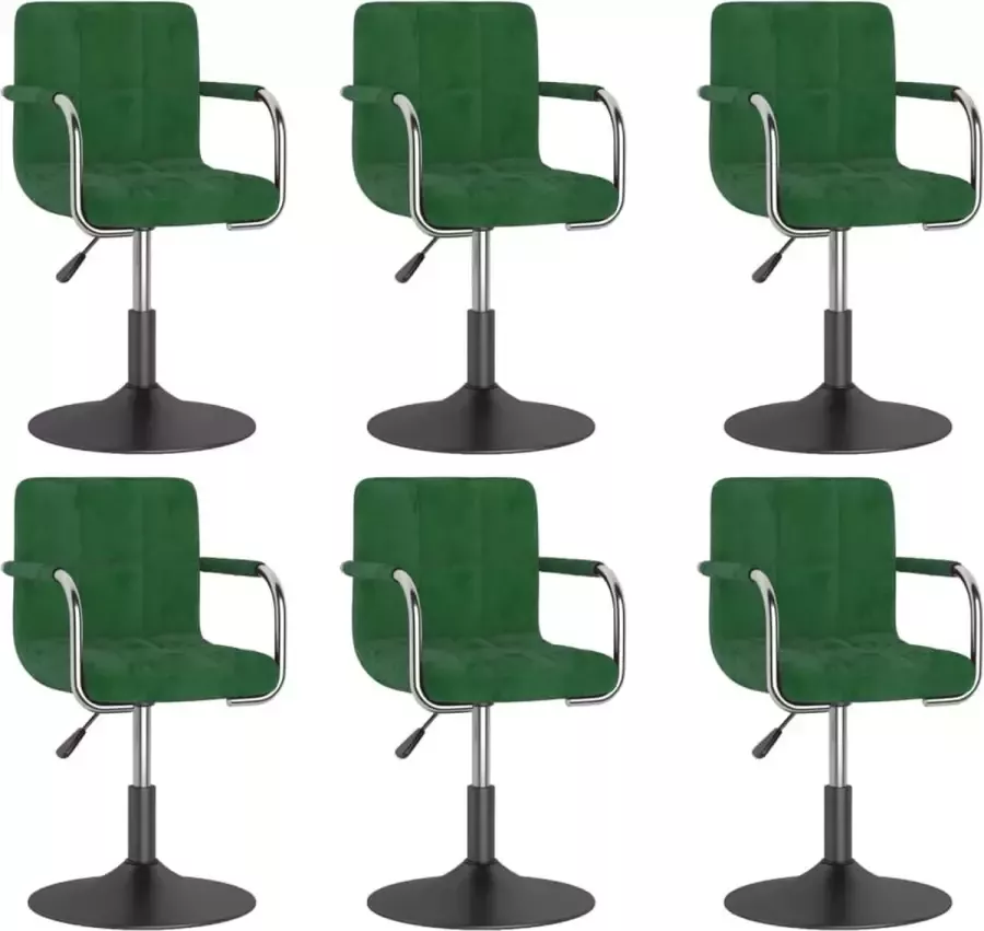 ForYou Prolenta Premium Eetkamerstoelen draaibaar 6 st fluweel donkergroen