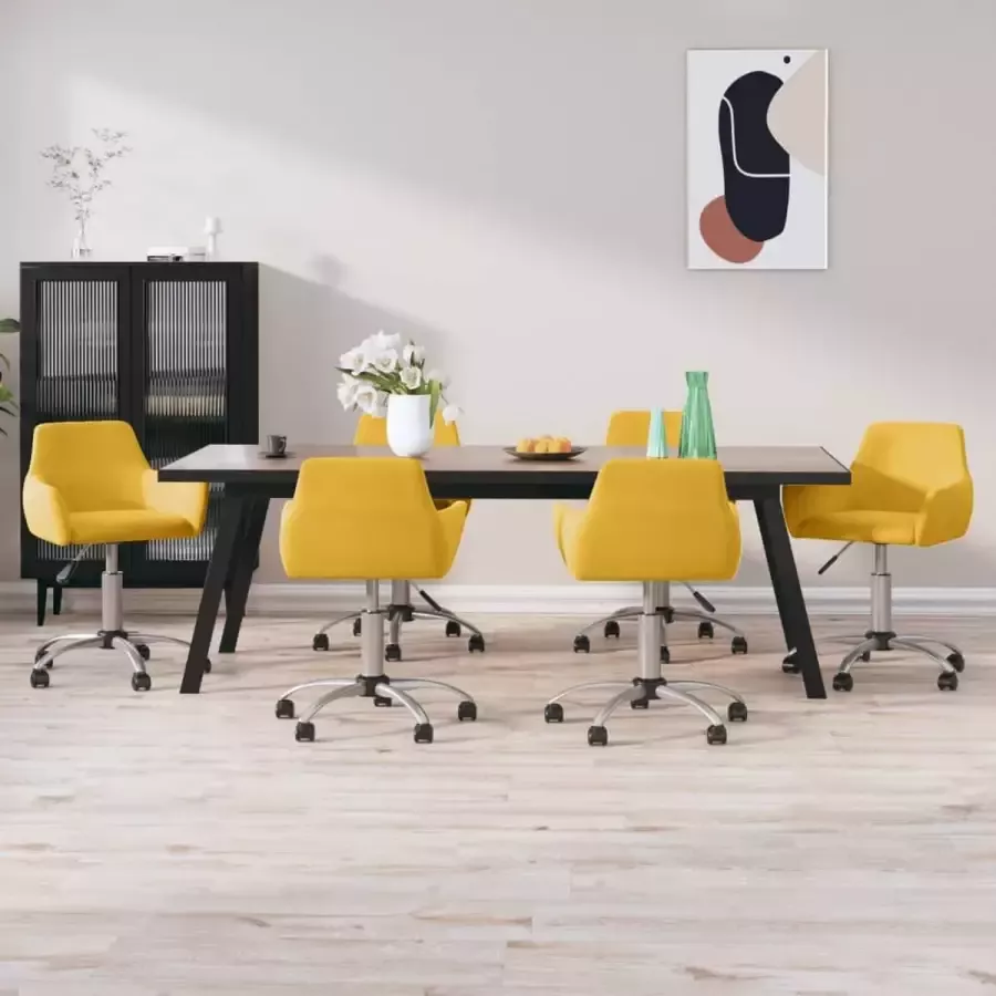 ForYou Prolenta Premium Eetkamerstoelen draaibaar 6 st fluweel geel