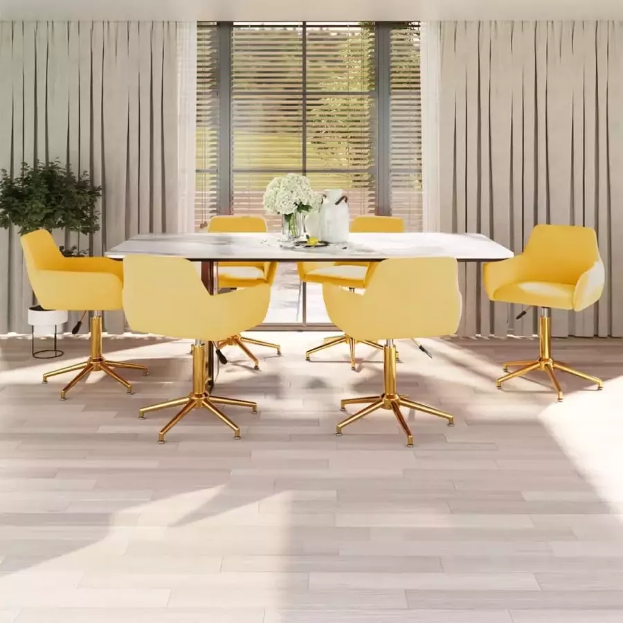 ForYou Prolenta Premium Eetkamerstoelen draaibaar 6 st fluweel geel - Foto 2