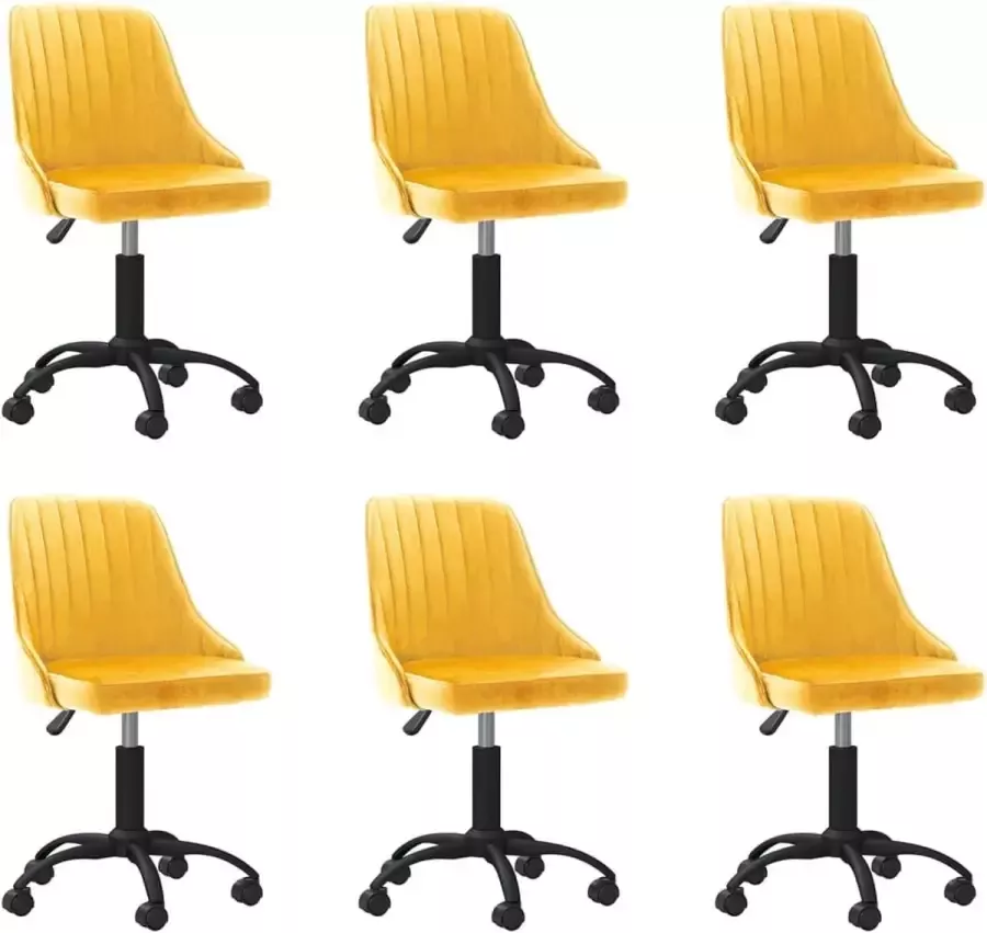 ForYou Prolenta Premium Eetkamerstoelen draaibaar 6 st fluweel geel - Foto 4