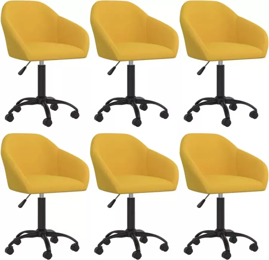 ForYou Prolenta Premium Eetkamerstoelen draaibaar 6 st fluweel geel - Foto 3