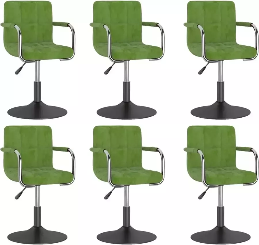 ForYou Prolenta Premium Eetkamerstoelen draaibaar 6 st fluweel lichtgroen - Foto 8
