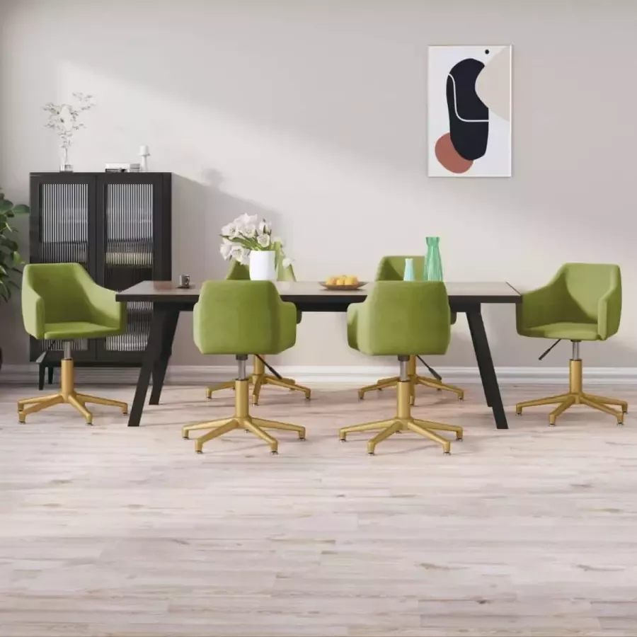 ForYou Prolenta Premium Eetkamerstoelen draaibaar 6 st fluweel lichtgroen - Foto 4