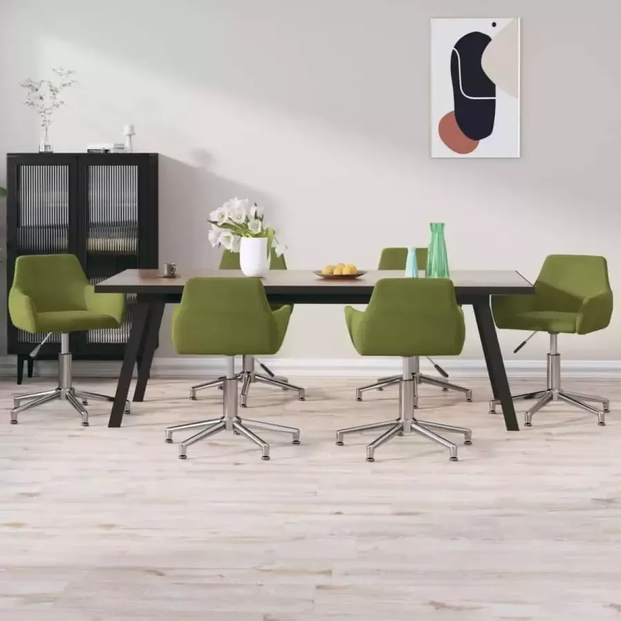 ForYou Prolenta Premium Eetkamerstoelen draaibaar 6 st fluweel lichtgroen - Foto 6