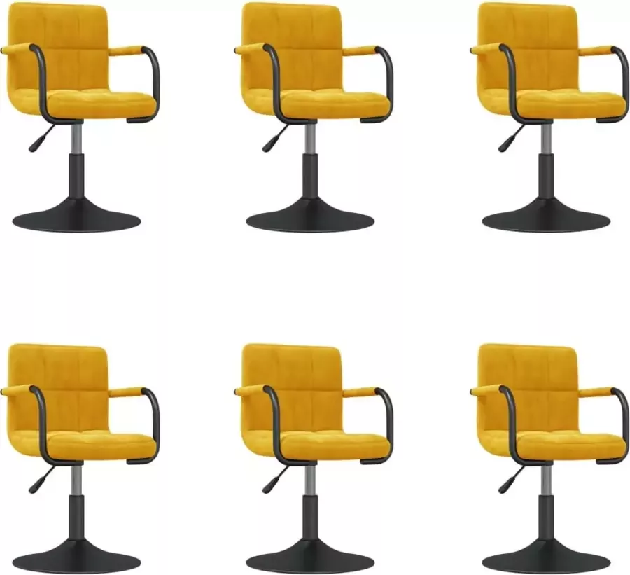 ForYou Prolenta Premium Eetkamerstoelen draaibaar 6 st fluweel mosterdgeel