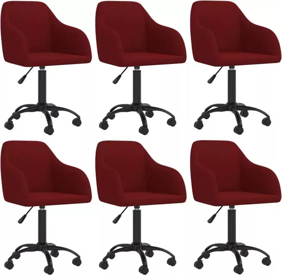 ForYou Prolenta Premium Eetkamerstoelen draaibaar 6 st fluweel wijnrood - Foto 5