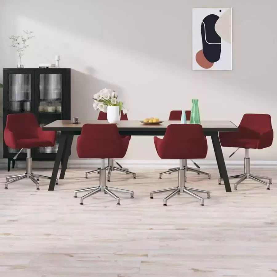 ForYou Prolenta Premium Eetkamerstoelen draaibaar 6 st fluweel wijnrood
