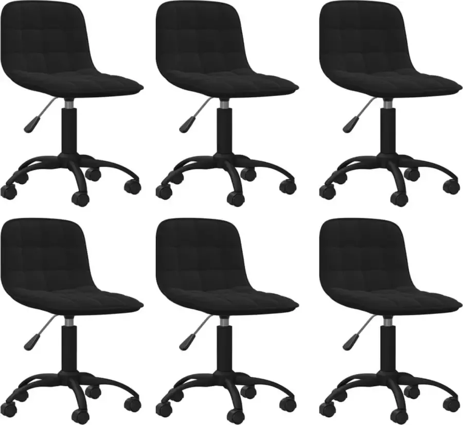 ForYou Prolenta Premium Eetkamerstoelen draaibaar 6 st fluweel zwart