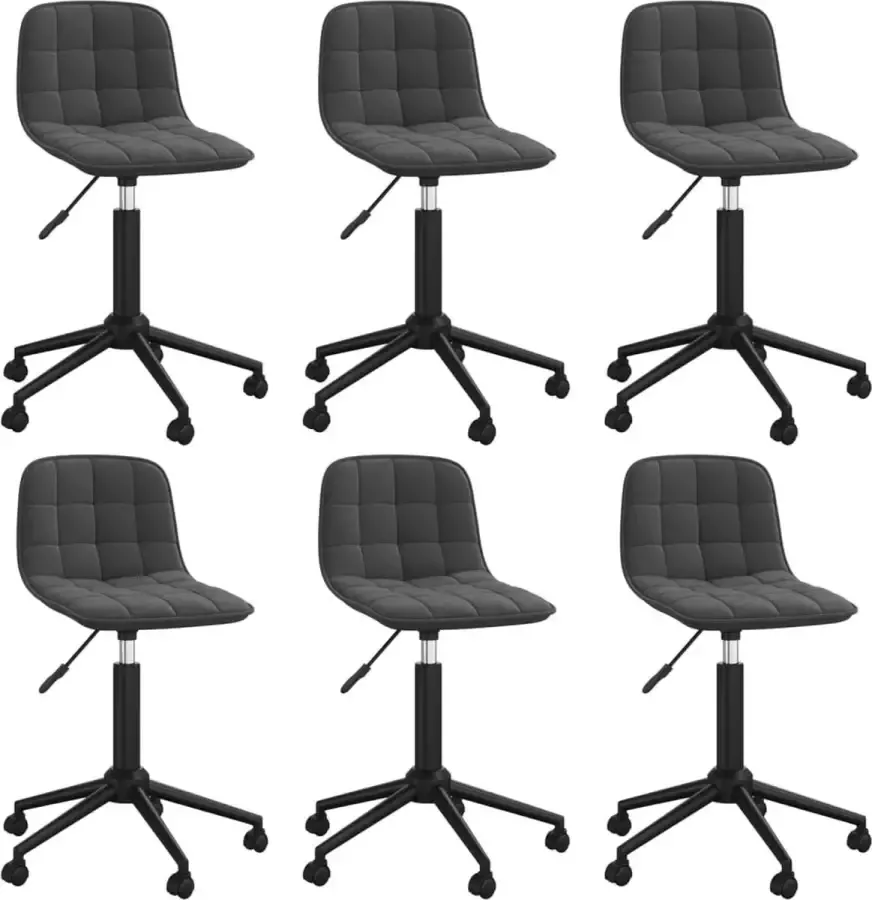 ForYou Prolenta Premium Eetkamerstoelen draaibaar 6 st fluweel zwart