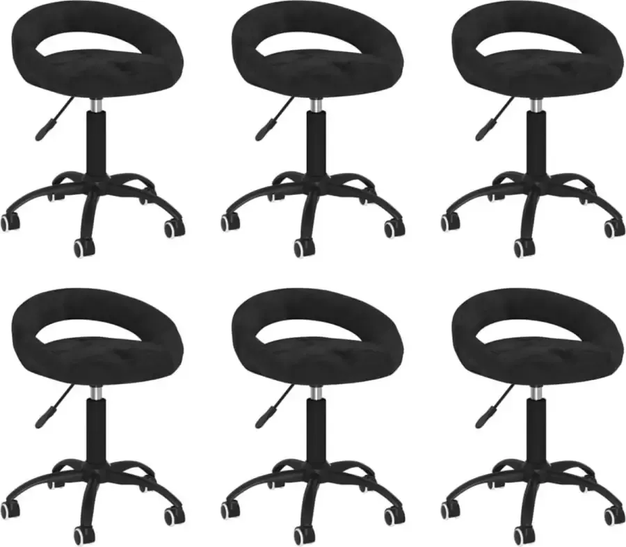 ForYou Prolenta Premium Eetkamerstoelen draaibaar 6 st fluweel zwart