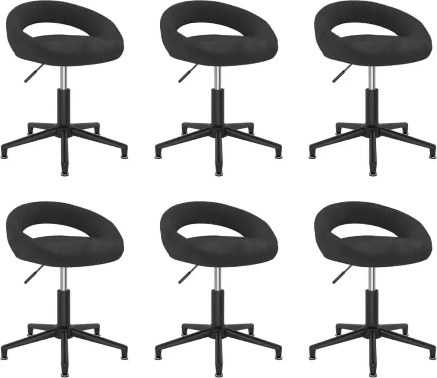 ForYou Prolenta Premium Eetkamerstoelen draaibaar 6 st fluweel zwart