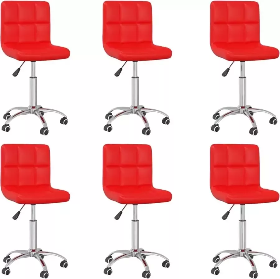 ForYou Prolenta Premium Eetkamerstoelen draaibaar 6 st kunstleer rood