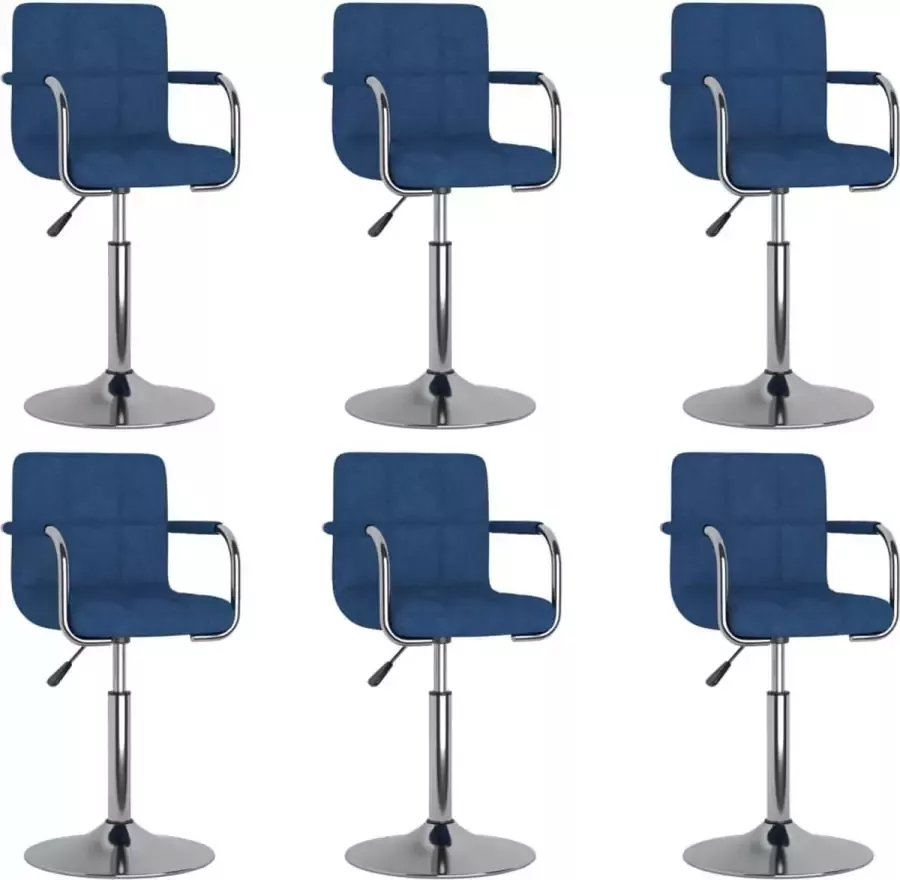 ForYou Prolenta Premium Eetkamerstoelen draaibaar 6 st stof blauw - Foto 9