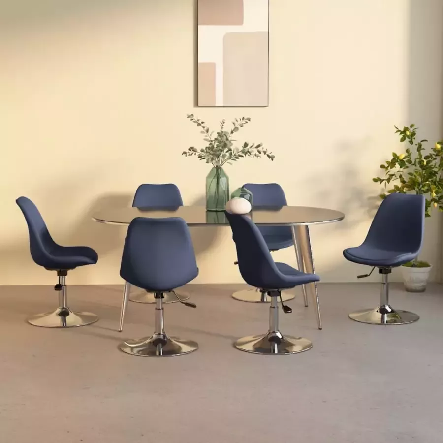 ForYou Prolenta Premium Eetkamerstoelen draaibaar 6 st stof blauw - Foto 5