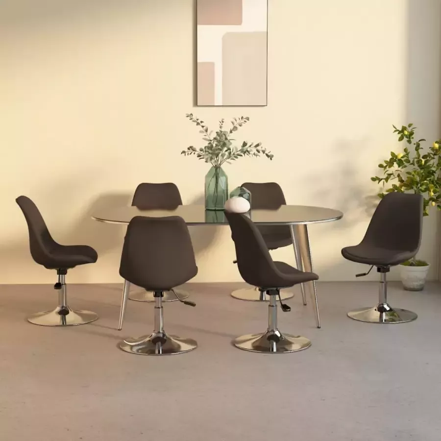ForYou Prolenta Premium Eetkamerstoelen draaibaar 6 st stof donkerbruin - Foto 2