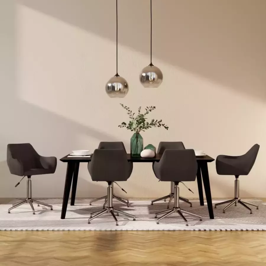 ForYou Prolenta Premium Eetkamerstoelen draaibaar 6 st stof donkerbruin