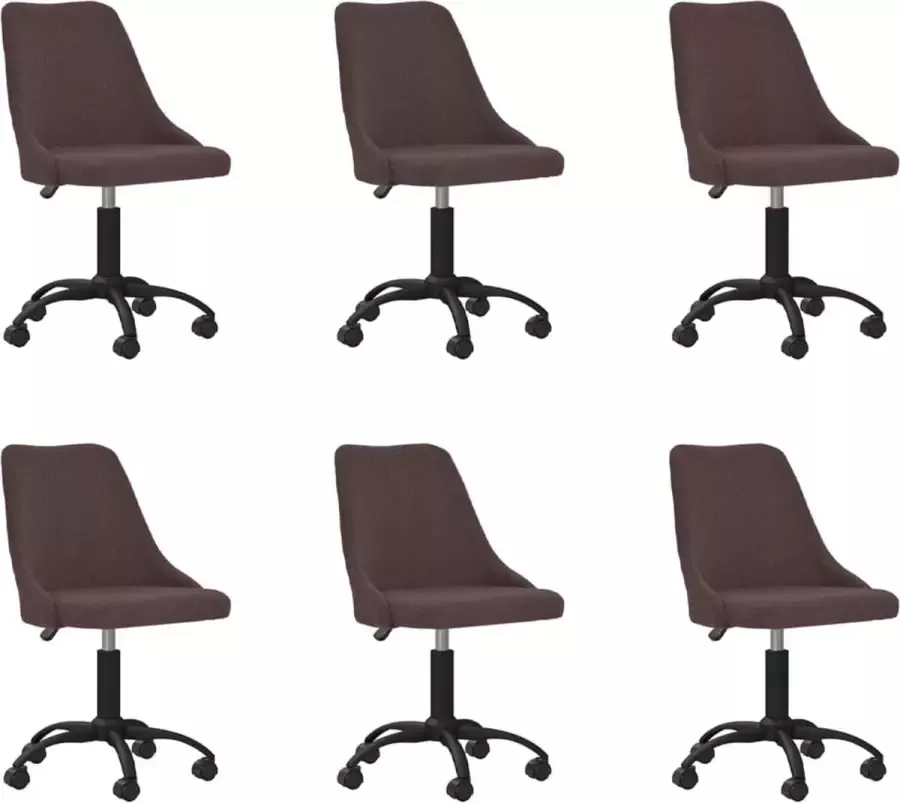 ForYou Prolenta Premium Eetkamerstoelen draaibaar 6 st stof donkerbruin - Foto 5