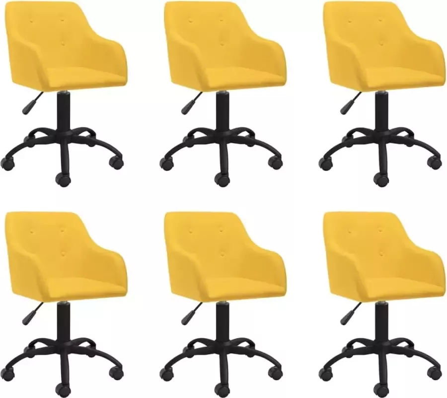 ForYou Prolenta Premium Eetkamerstoelen draaibaar 6 st stof geel - Foto 7