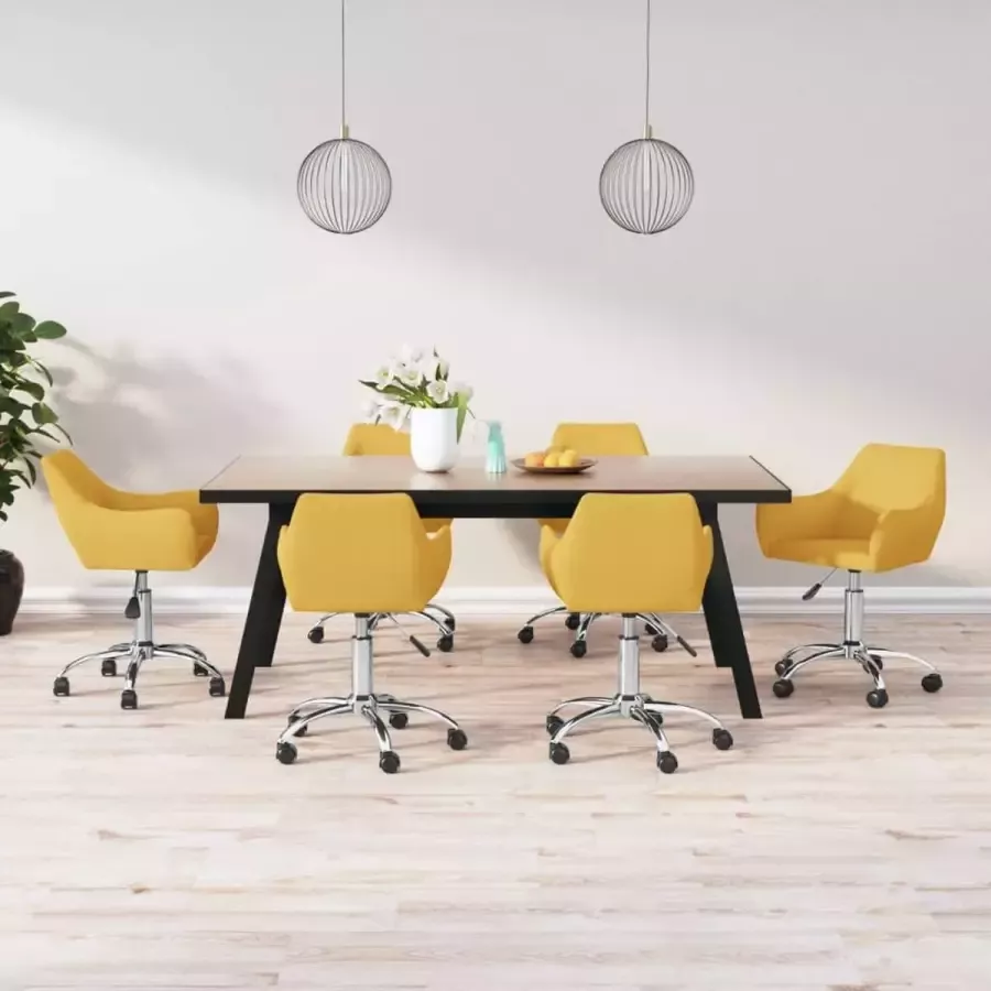 ForYou Prolenta Premium Eetkamerstoelen draaibaar 6 st stof geel - Foto 3