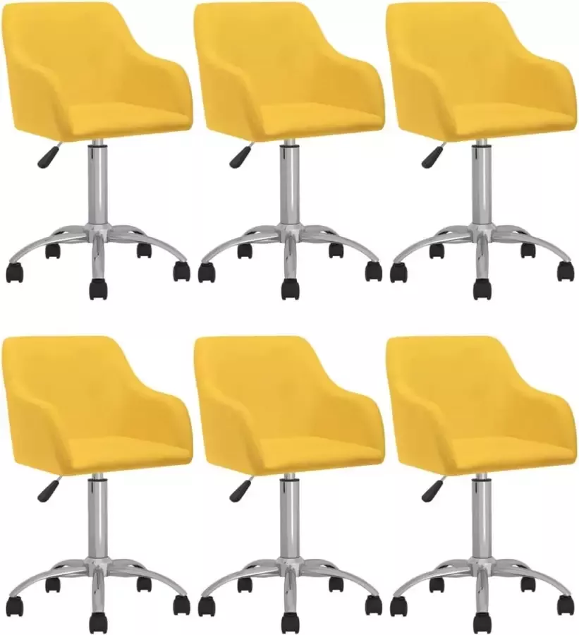 ForYou Prolenta Premium Eetkamerstoelen draaibaar 6 st stof geel - Foto 6