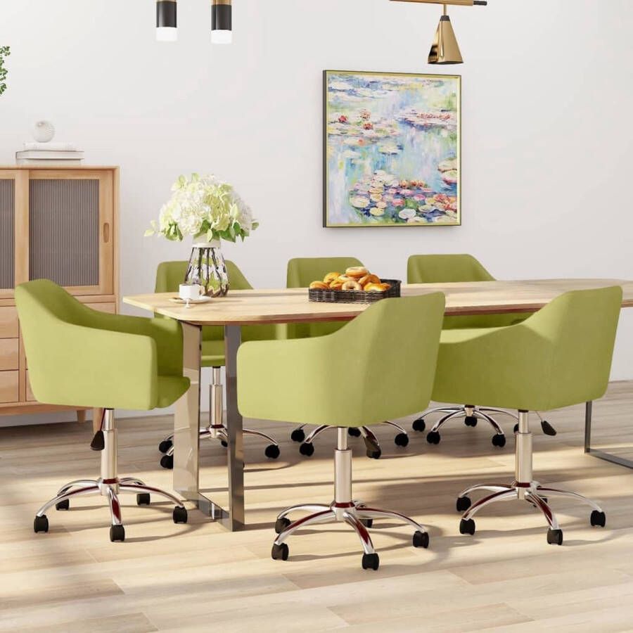 ForYou Prolenta Premium Eetkamerstoelen draaibaar 6 st stof groen