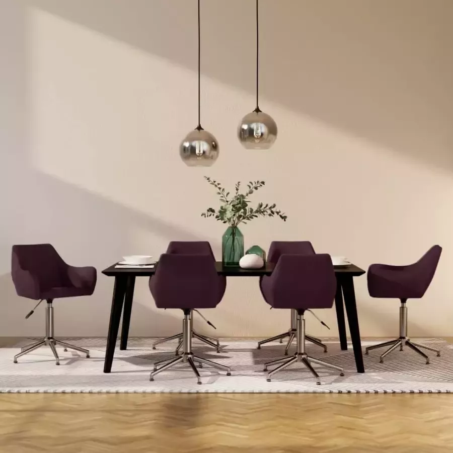 ForYou Prolenta Premium Eetkamerstoelen draaibaar 6 st stof paars