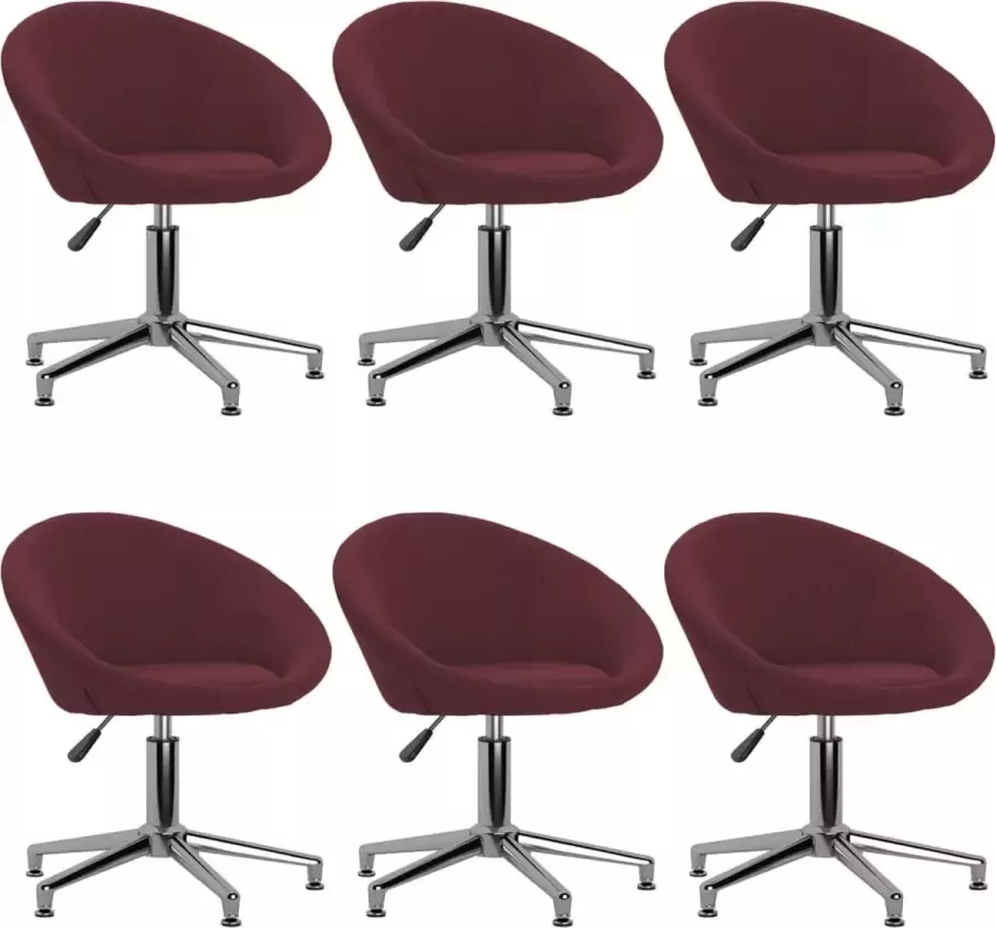 ForYou Prolenta Premium Eetkamerstoelen draaibaar 6 st stof paars - Foto 5