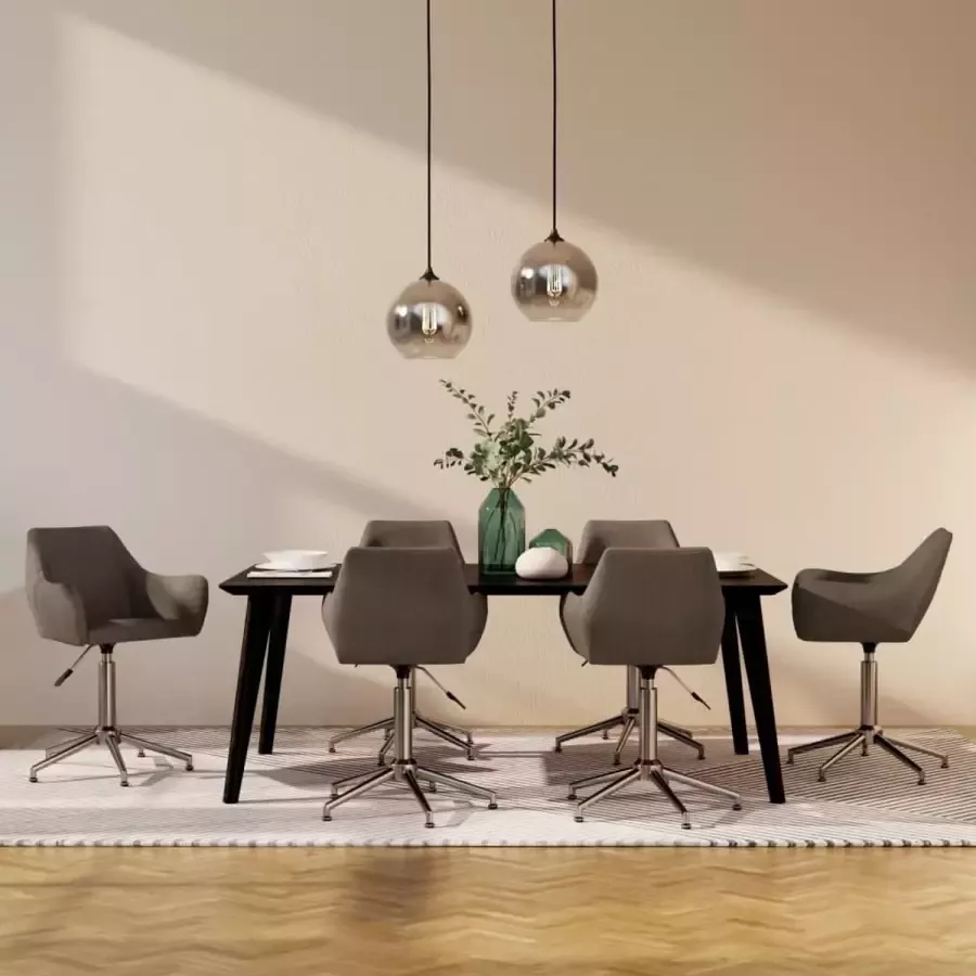 ForYou Prolenta Premium Eetkamerstoelen draaibaar 6 st stof taupe - Foto 2