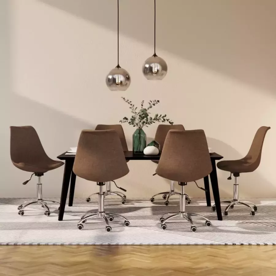 ForYou Prolenta Premium Eetkamerstoelen draaibaar 6 st stof taupe - Foto 4