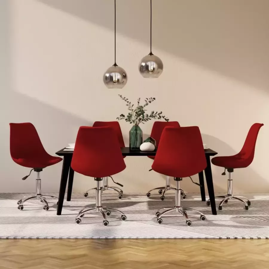 ForYou Prolenta Premium Eetkamerstoelen draaibaar 6 st stof wijnrood