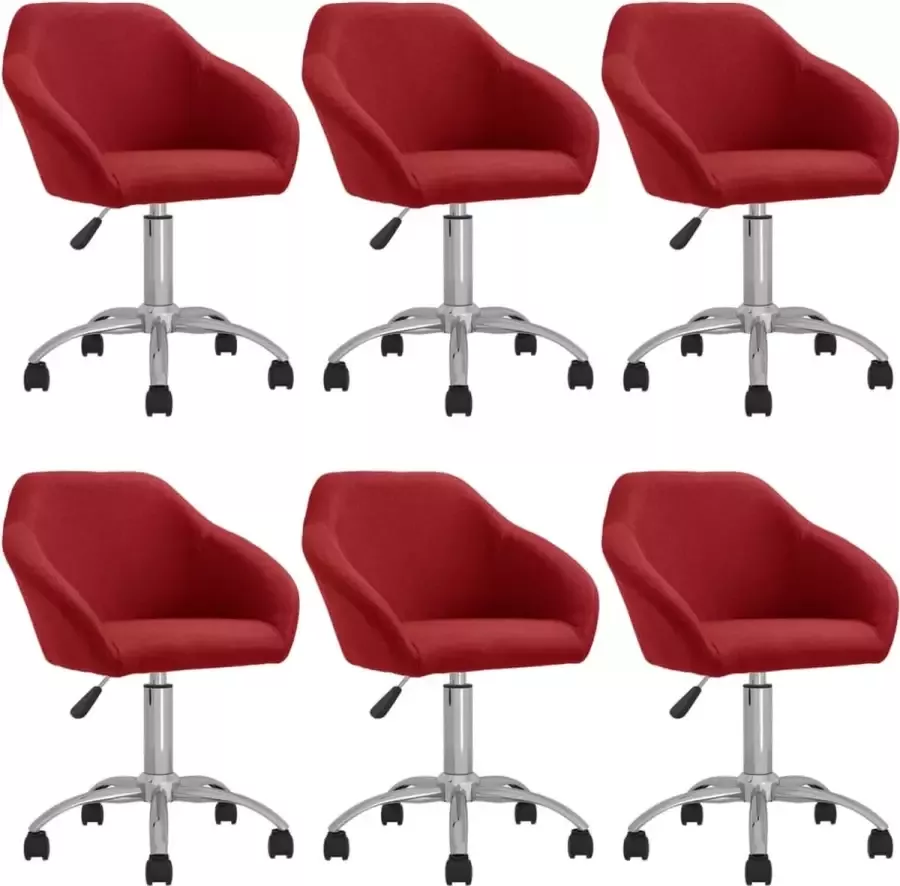 ForYou Prolenta Premium Eetkamerstoelen draaibaar 6 st stof wijnrood - Foto 6