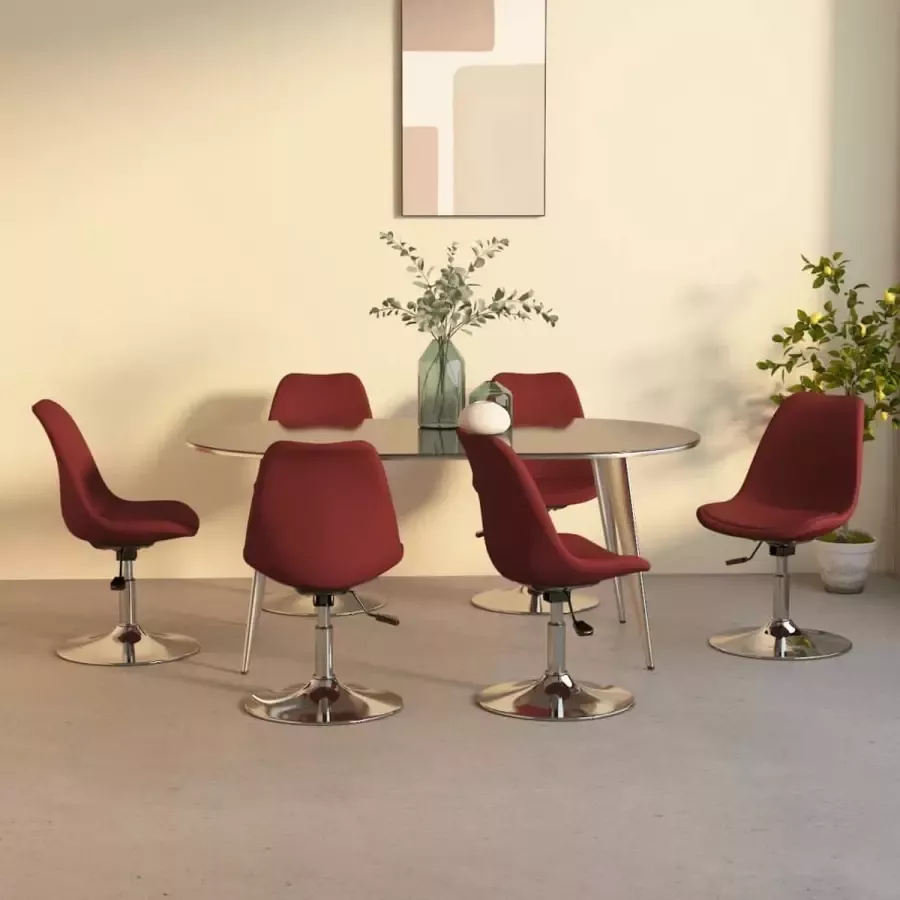 ForYou Prolenta Premium Eetkamerstoelen draaibaar 6 st stof wijnrood - Foto 3