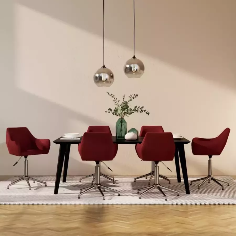 ForYou Prolenta Premium Eetkamerstoelen draaibaar 6 st stof wijnrood - Foto 4