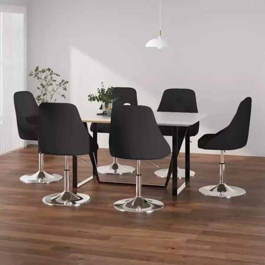 ForYou Prolenta Premium Eetkamerstoelen draaibaar 6 st stof zwart