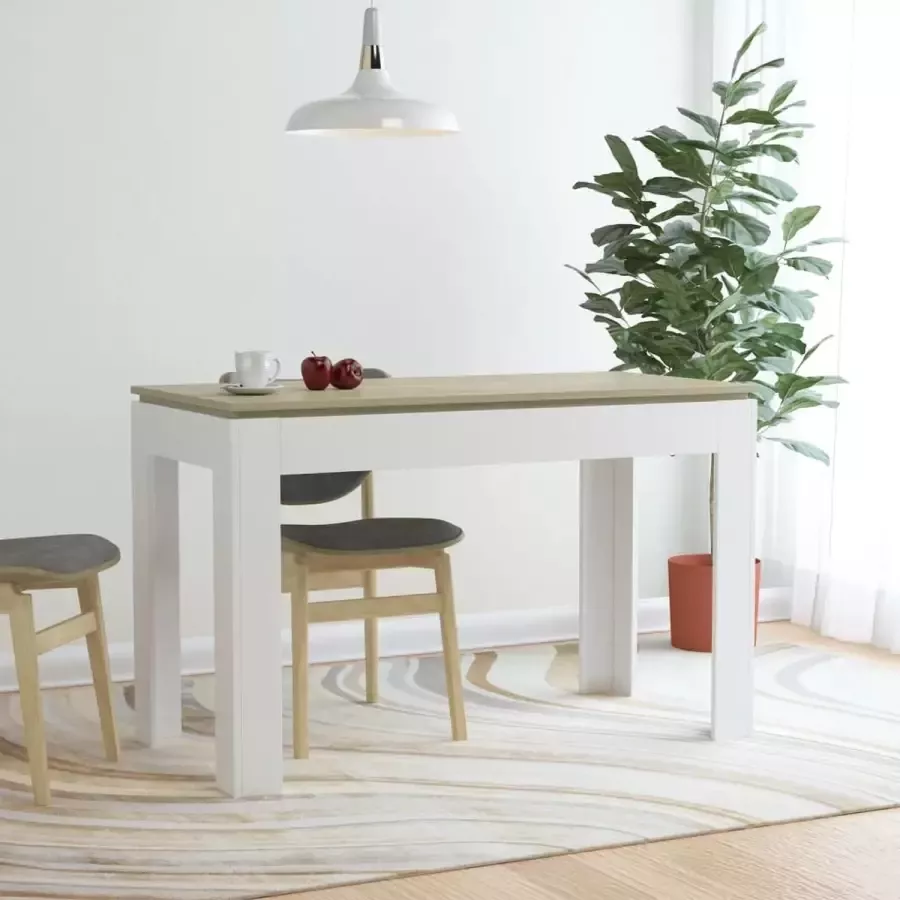 ForYou Prolenta Premium Eettafel 120x60x76 cm bewerkt hout wit en sonoma eikenkleurig
