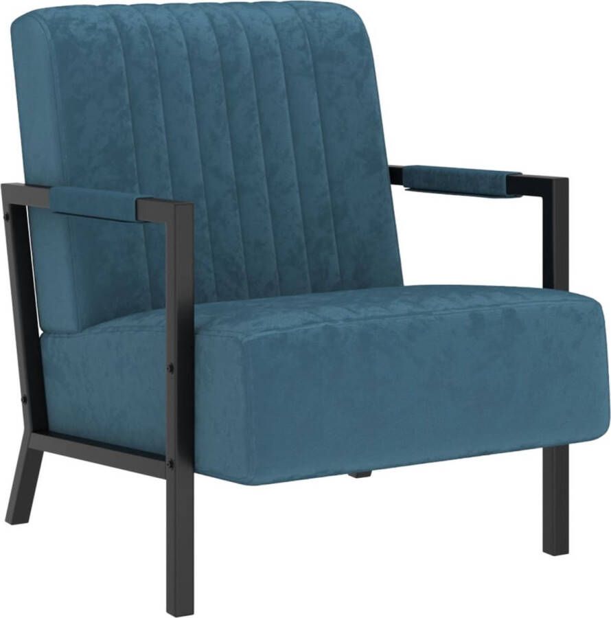 ForYou Prolenta Premium Fauteuil fluweel blauw- Fauteuil Fauteuils met armleuning Hoes stretch Relax Design