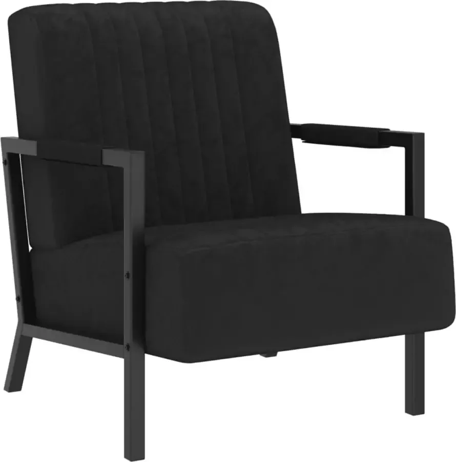 ForYou Prolenta Premium Fauteuil fluweel zwart- Fauteuil Fauteuils met armleuning Hoes stretch Relax Design