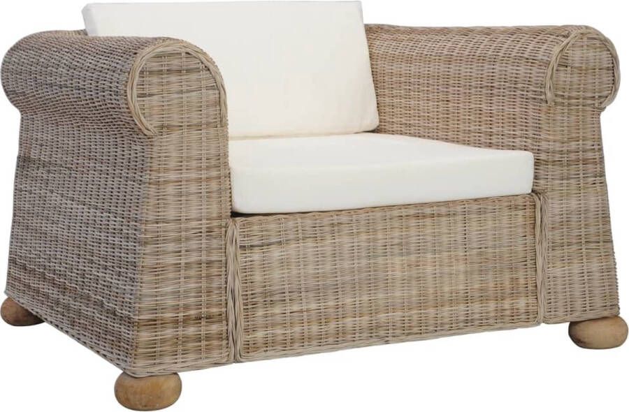 ForYou Prolenta Premium Fauteuil met kussens natuurlijk rattan- Fauteuil Fauteuils met armleuning Hoes stretch Relax Design