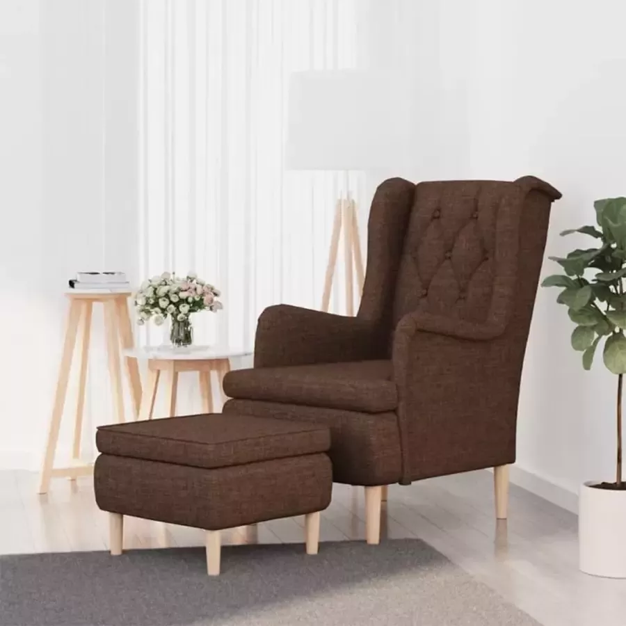 ForYou Prolenta Premium Fauteuil met voetenbank stof bruin- Fauteuil Fauteuils met armleuning Hoes stretch Relax Design