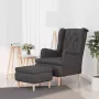 ForYou Prolenta Premium Fauteuil met voetenbank stof donkergrijs- Fauteuil Fauteuils met armleuning Hoes stretch Relax Design - Thumbnail 1