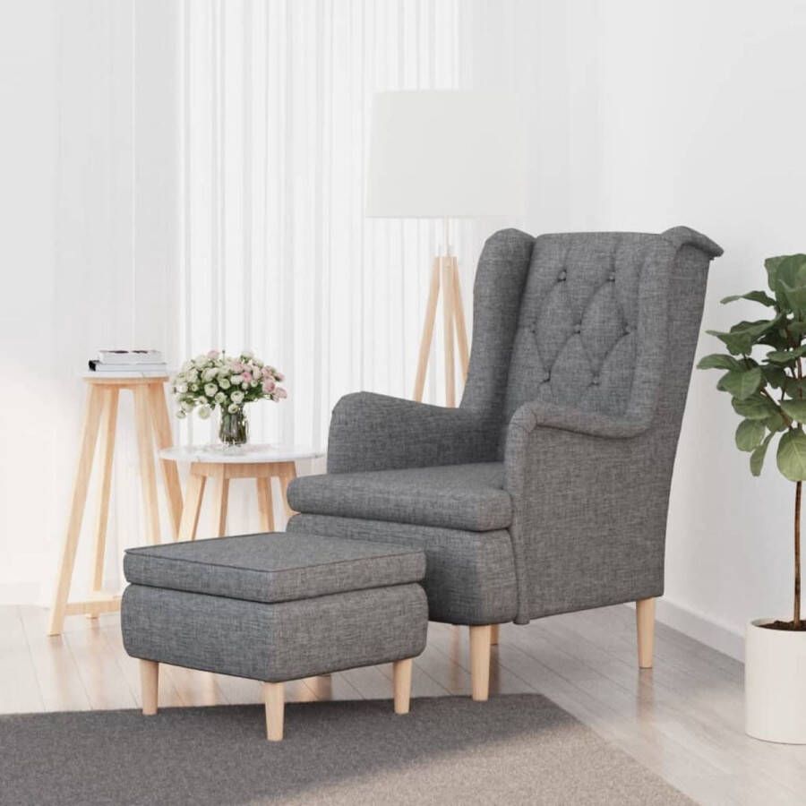 ForYou Prolenta Premium Fauteuil met voetenbank stof lichtgrijs- Fauteuil Fauteuils met armleuning Hoes stretch Relax Design