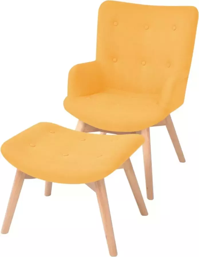 ForYou Prolenta Premium Fauteuil met voetenbankje stof geel- Fauteuil Fauteuils met armleuning Hoes stretch Relax Design