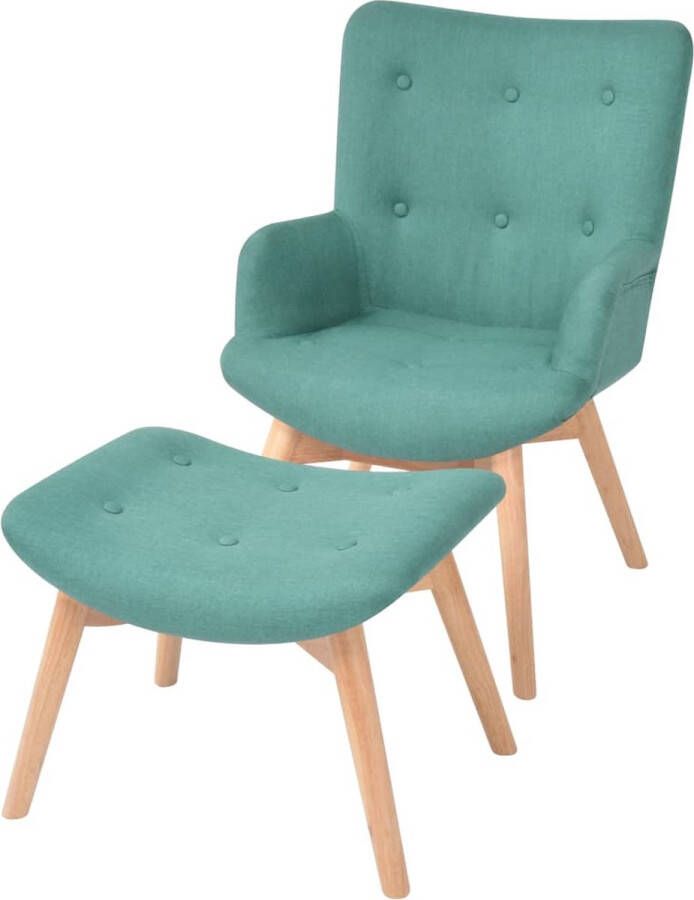 ForYou Prolenta Premium Fauteuil met voetenbankje stof groen- Fauteuil Fauteuils met armleuning Hoes stretch Relax Design