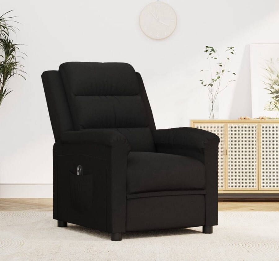ForYou Prolenta Premium Fauteuil verstelbaar elektrisch fluweel zwart- Fauteuil Fauteuils met armleuning Hoes stretch Relax Design