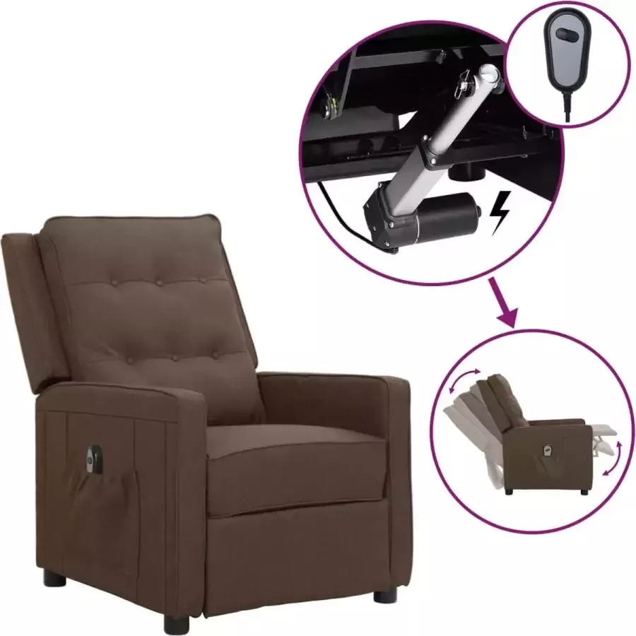 ForYou Prolenta Premium Fauteuil verstelbaar elektrisch stof bruin- Fauteuil Fauteuils met armleuning Hoes stretch Relax Design
