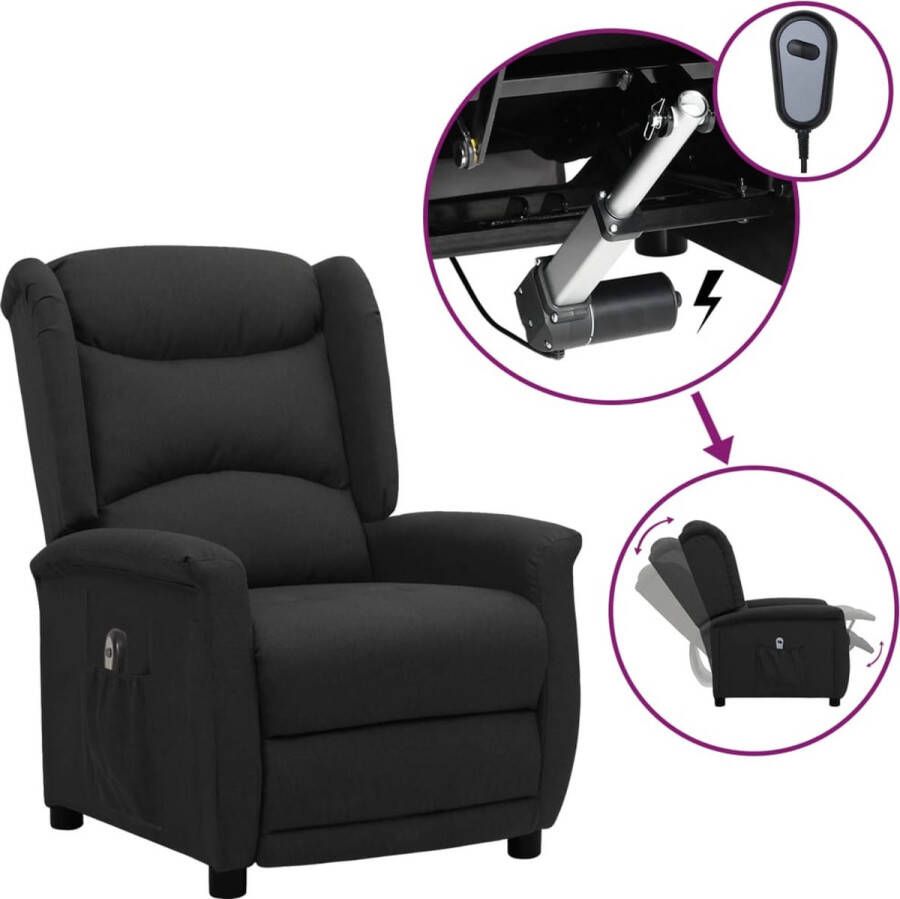 ForYou Prolenta Premium Fauteuil verstelbaar elektrisch stof zwart- Fauteuil Fauteuils met armleuning Hoes stretch Relax Design