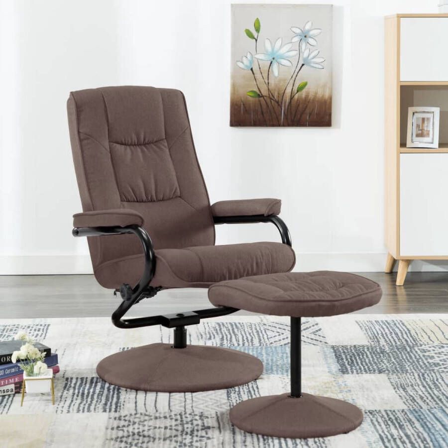 ForYou Prolenta Premium Fauteuil verstelbaar met voetenbankje stof bruin- Fauteuil Fauteuils met armleuning Hoes stretch Relax Design