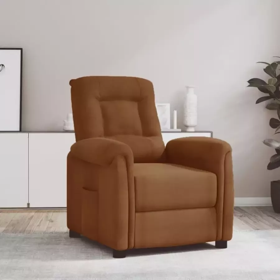 ForYou Prolenta Premium Fauteuil verstelbaar microvezelstof bruin- Fauteuil Fauteuils met armleuning Hoes stretch Relax Design