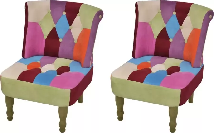 ForYou Prolenta Premium Franse stoelen 2 st met patchwork ontwerp stof