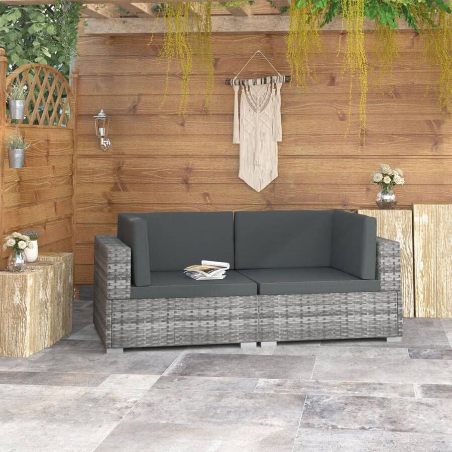 ForYou Prolenta Premium Hoekbanken 2 st met kussens poly rattan grijs